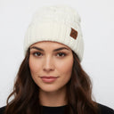 Heated Cable Knit Beanie - Cream