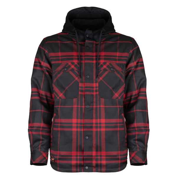 Mobile Warming Technology Jacket BLACK/RED / SM Flannel Hoodie Heated Jacket Men’s Heated Clothing