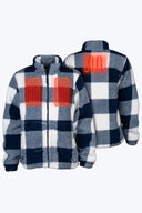 Upland High-Pile Printed Long Jacket Women's - Blue Plaid