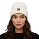 Heated Cable Knit Beanie - Cream