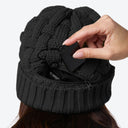 Heated Cable Knit Beanie - Black