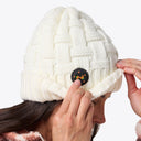 Heated Cable Knit Beanie - Cream