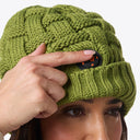 Heated Cable Knit Beanie - Green