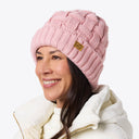 Heated Cable Knit Beanie - Pink