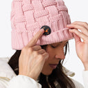 Heated Cable Knit Beanie - Pink