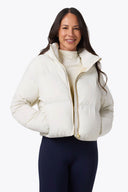 Mobile Warming Technology Jacket Cloud IX Crop Puffer Heated Jacket Women's - Cream Heated Clothing