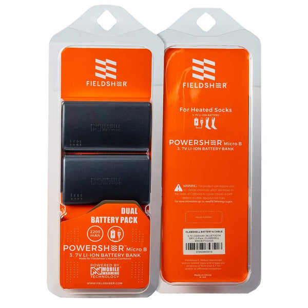 Clamshell Battery & Cable, 3.7V 2200mAh, Bluetooth, Grey, 2-Pack